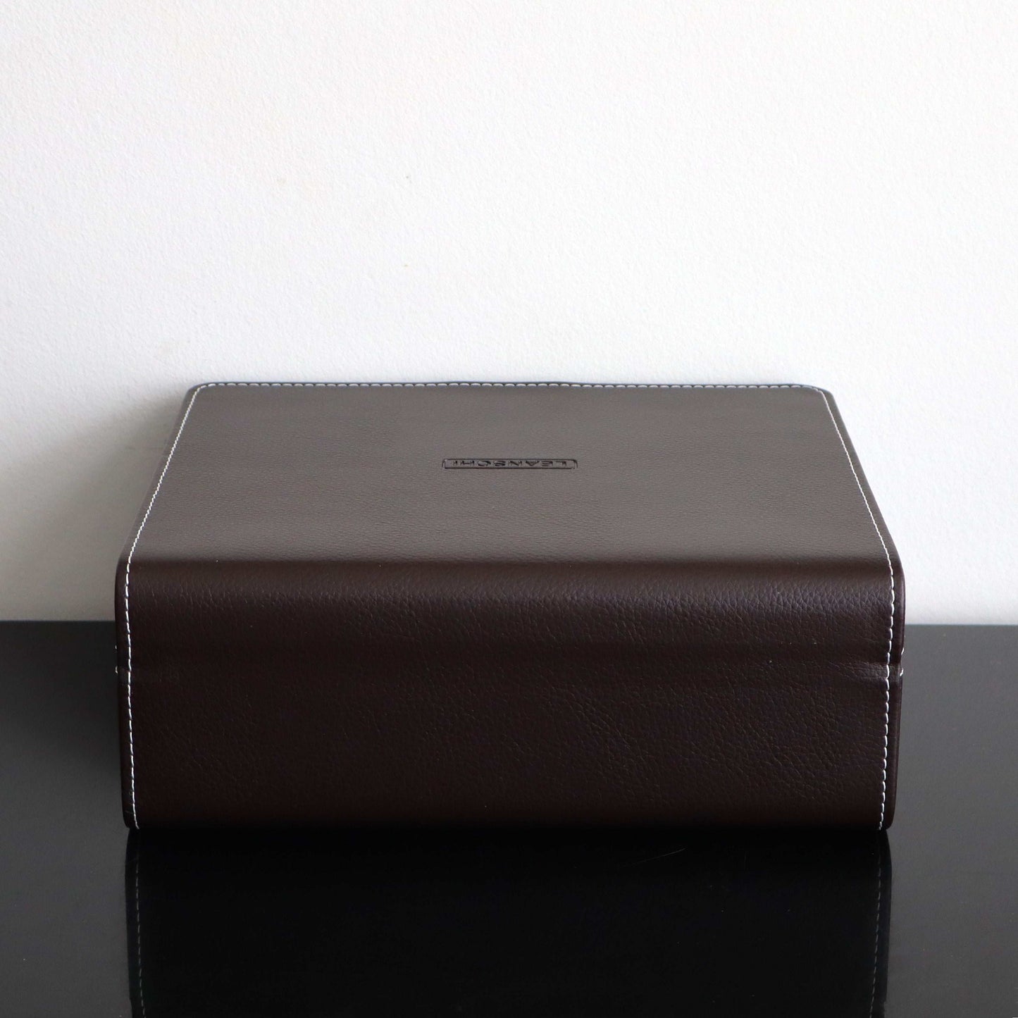 Horlogedoos Donkerbruin leder/velours 6 Horloges Leanschi