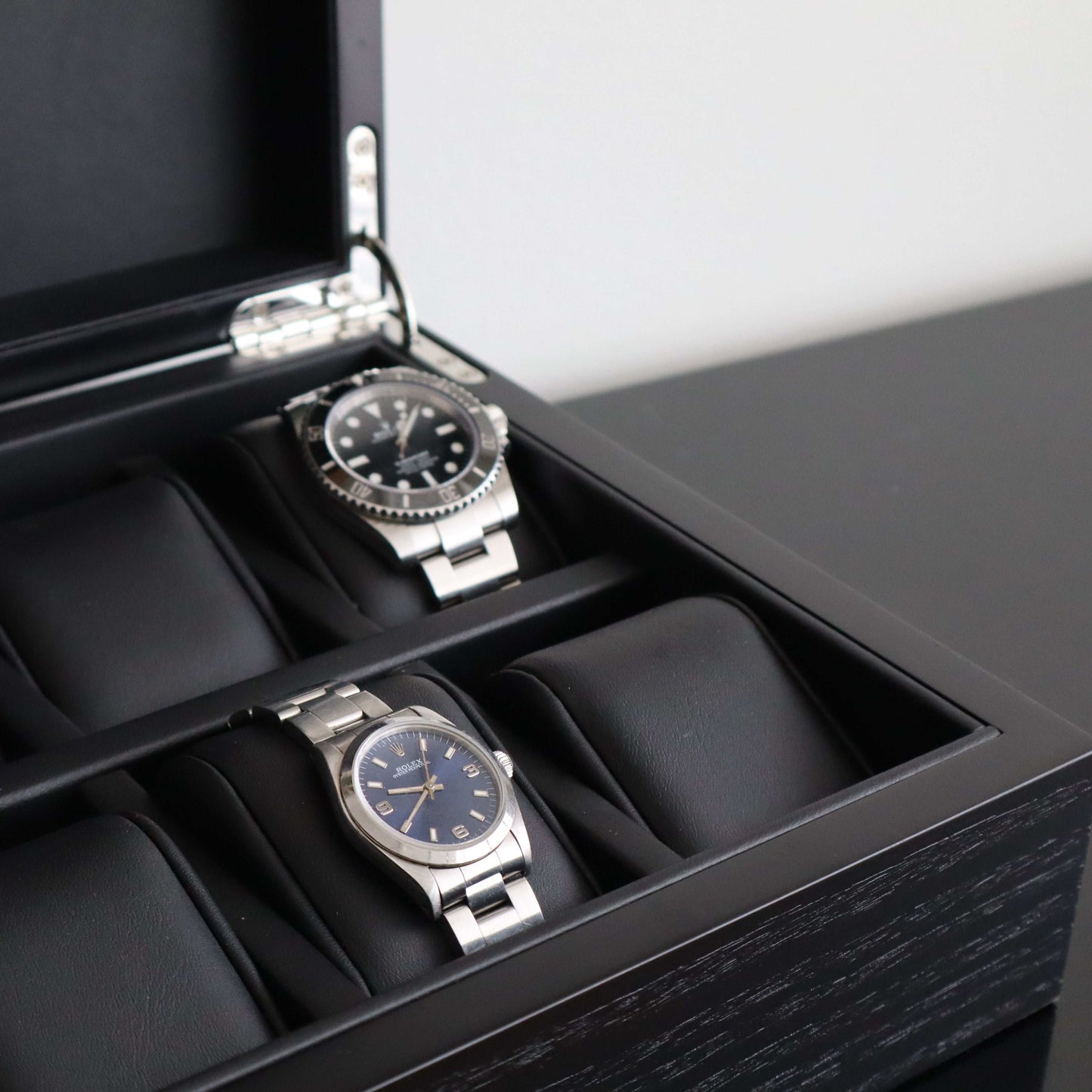 Horlogedoos Zwart Panga hout 8 Horloges