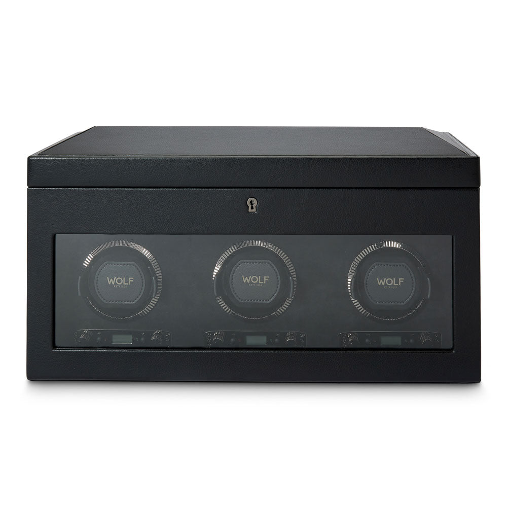 Watch winder met lade British Racing 3 horloges Wolf 1834 - Horlogerieshop.nl