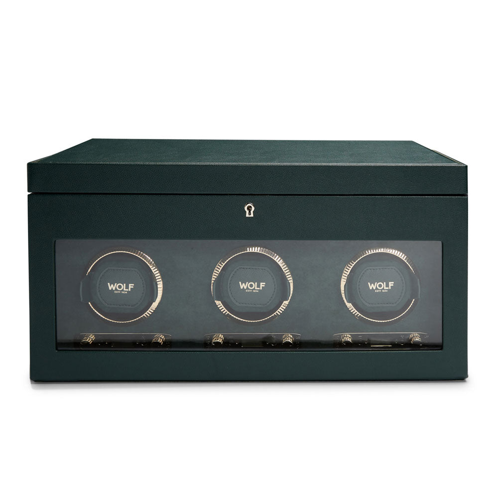 Watch winder met lade British Racing 3 horloges Wolf 1834 - Horlogerieshop.nl