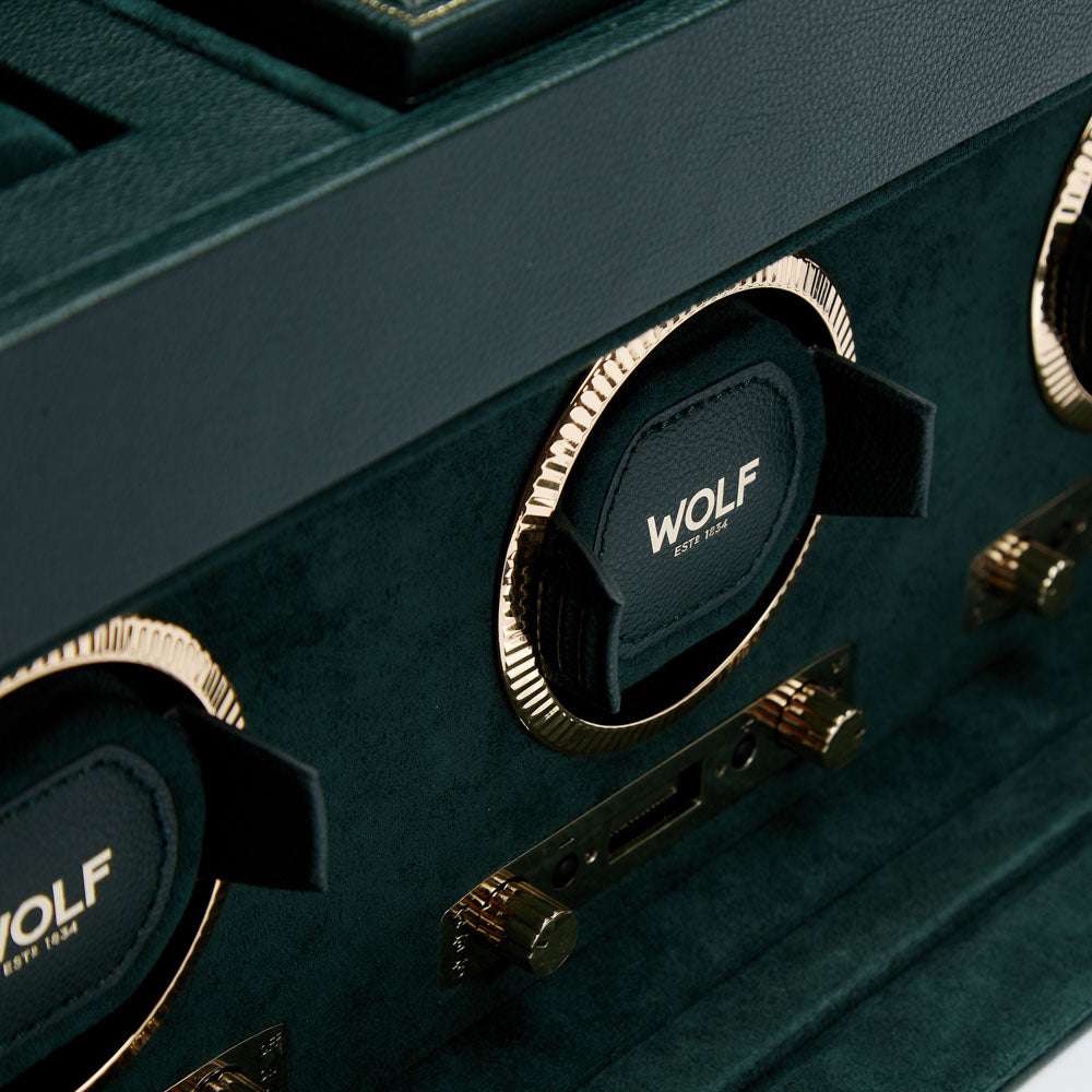 Watch winder met lade British Racing 3 horloges Wolf 1834 - Horlogerieshop.nl