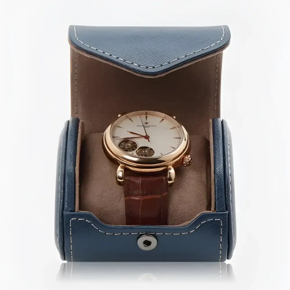 Horloge pouch Blauw leder Modalo - Horlogedoos - Horlogerieshop.nl