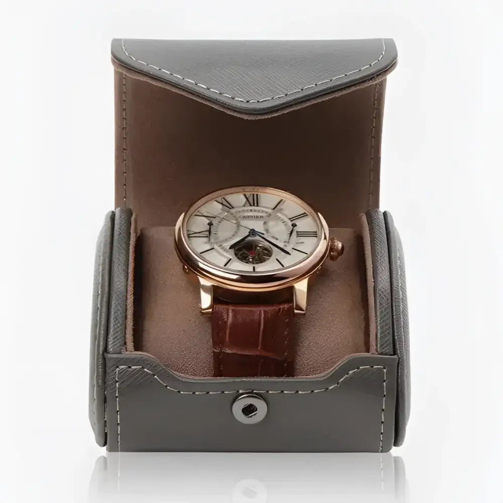 Horloge pouch Taupe leder Modalo - Horlogedoos - Horlogerieshop.nl