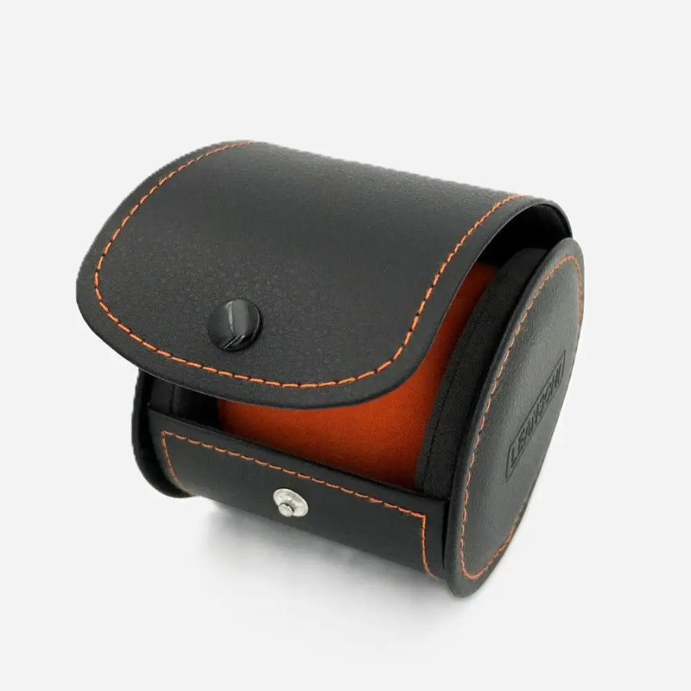 Horloge Pouch Zwart/Oranje leder Leanschi - Horlogedoos - Horlogerieshop.nl