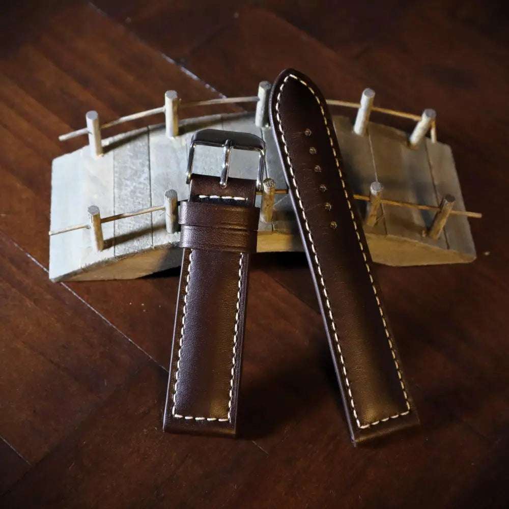 Horlogeband koeienleder Dark Pecan - Horlogebanden - Horlogerieshop.nl