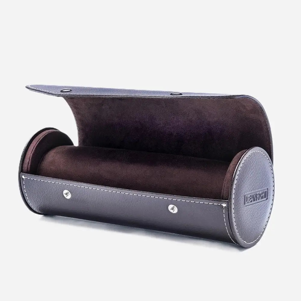 Horlogerol Donkerbruin leder 3 Horloges Leanschi - Horlogedoos - Horlogerieshop.nl