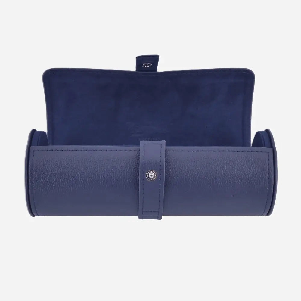 Horlogerol Navy Blauw leder 3 Horloges Leanschi - Horlogedoos - Horlogerieshop.nl