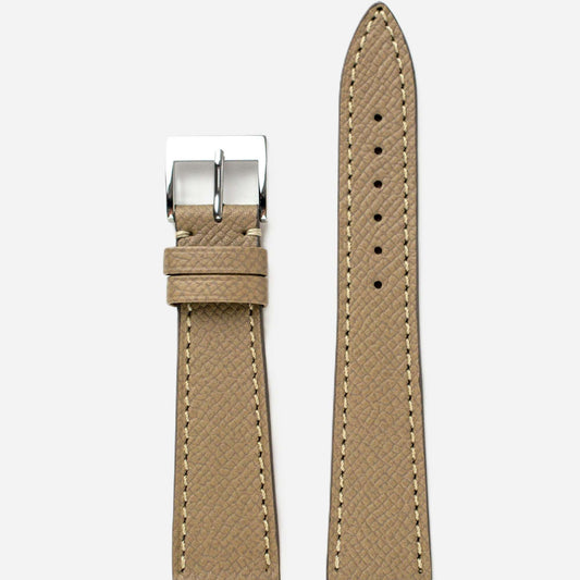 Horlogeband Epsom kalfsleder Taupe Milanese