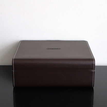 Horlogedoos Donkerbruin leder/velours 6 Horloges Leanschi