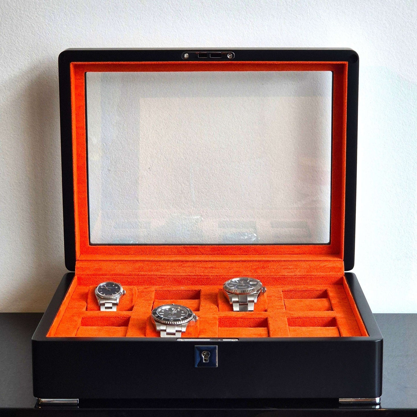 Horlogedoos Zwart Hout met Suede 8 Horloges