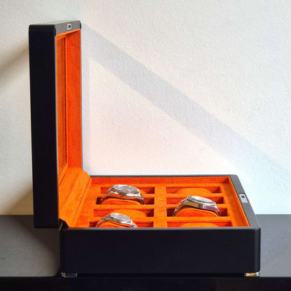 Horlogedoos Zwart Hout met Suede 8 Horloges