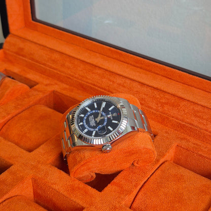 Horlogedoos Zwart Hout met Suede 8 Horloges