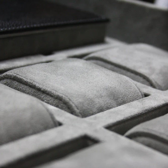 Horlogedoos Zwart kalfsleder/Grijs Suede 15 horloges Old Fashioned Luxury - Horlogerieshop.nl