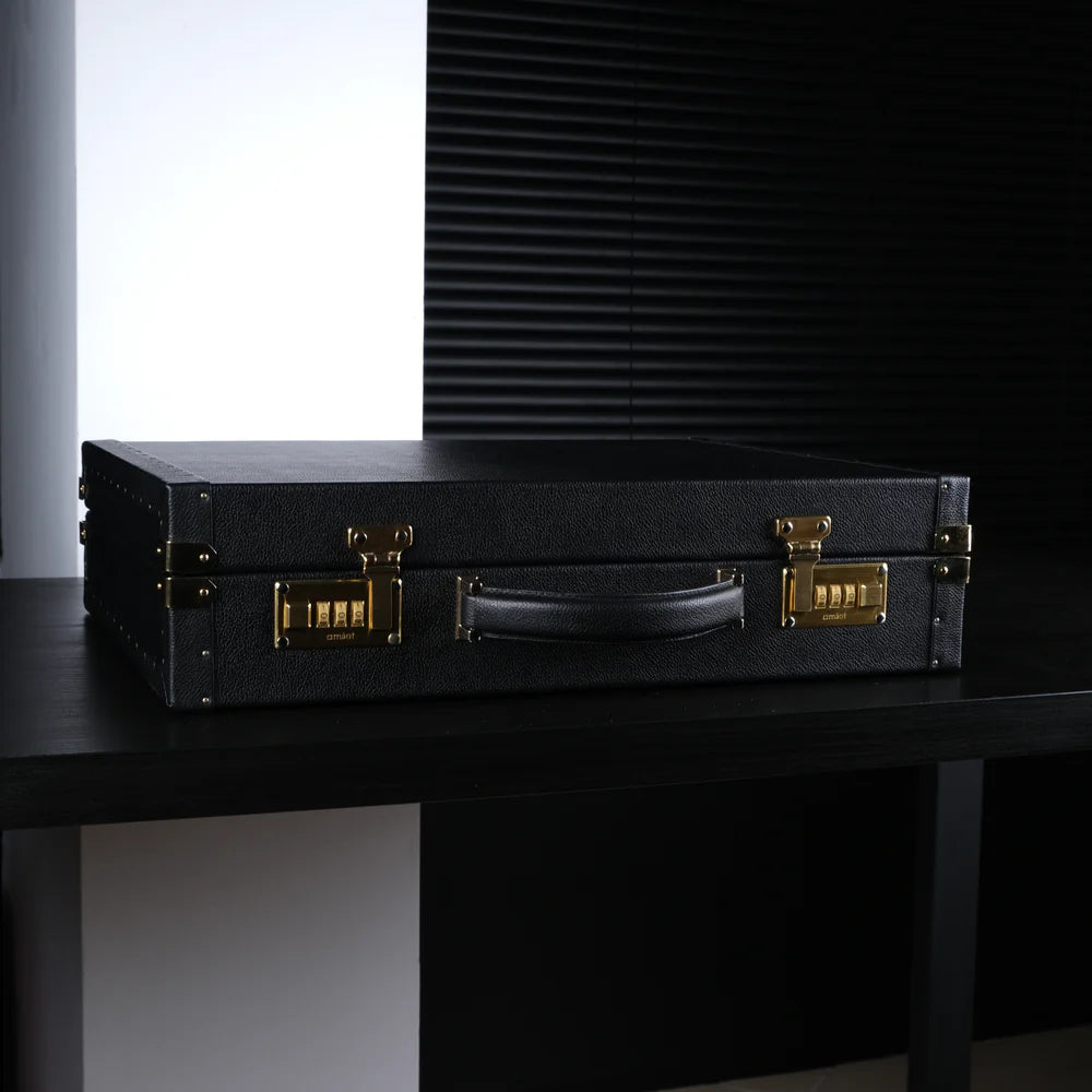 Horlogedoos Zwart kalfsleder/Grijs Suede 15 horloges Old Fashioned Luxury - Horlogerieshop.nl