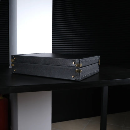 Horlogedoos Zwart kalfsleder/Grijs Suede 15 horloges Old Fashioned Luxury - Horlogerieshop.nl