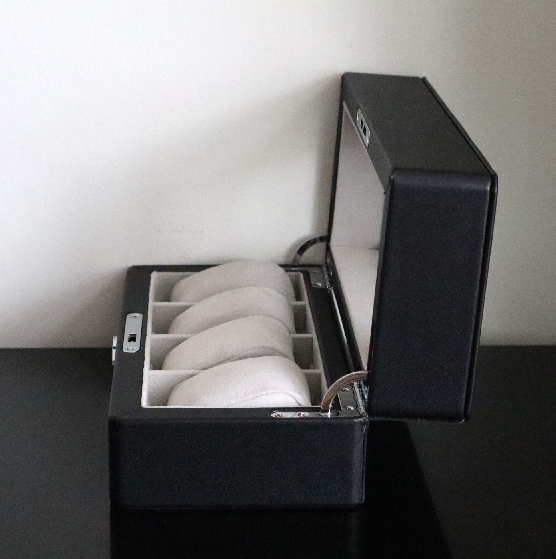 Horlogedoos Zwart leder 4 Horloges