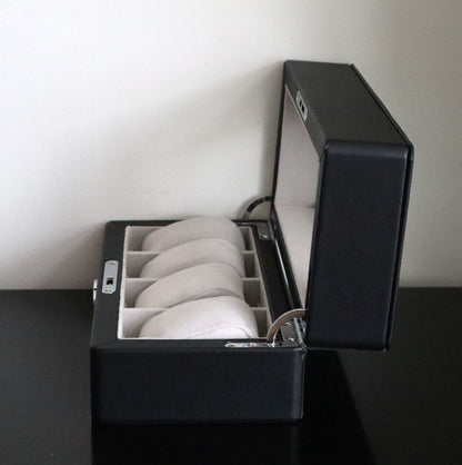 Horlogedoos Zwart leder 4 Horloges