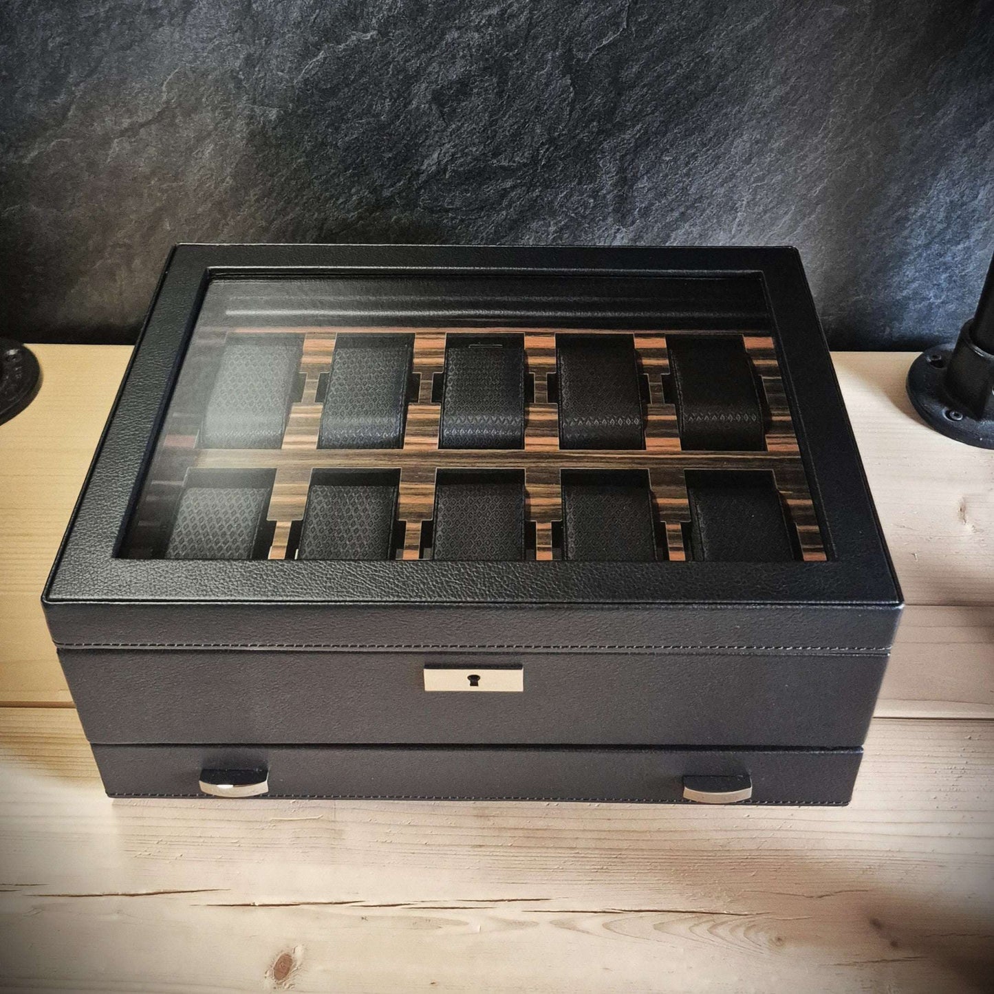 Horlogedoos met lade Roadster 10 horloges Wolf 1834