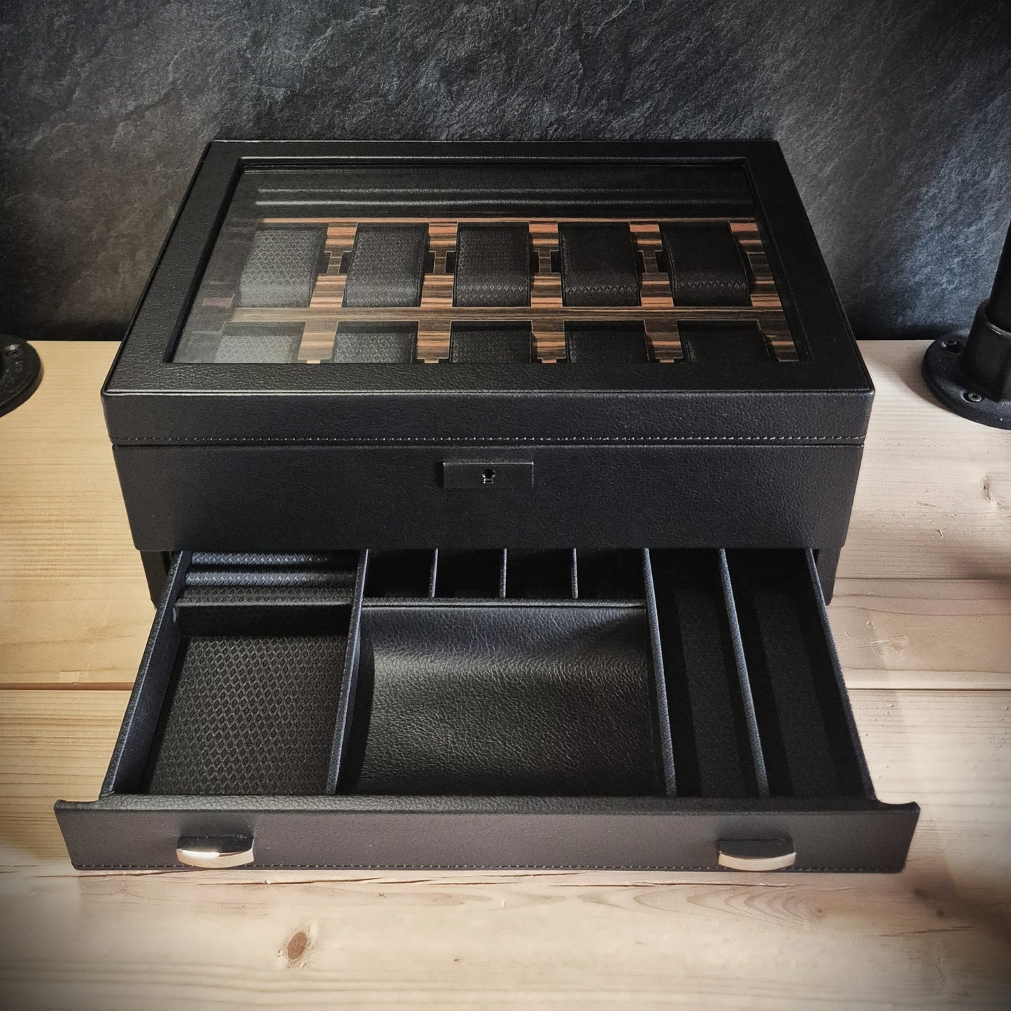 Horlogedoos met lade Roadster 10 horloges Wolf 1834