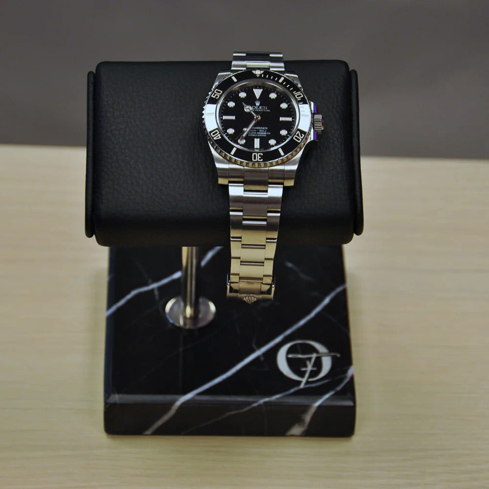 Horlogestandaard Marmer 1 horloge Leder Old Fashioned Luxury - Horlogerieshop.nl
