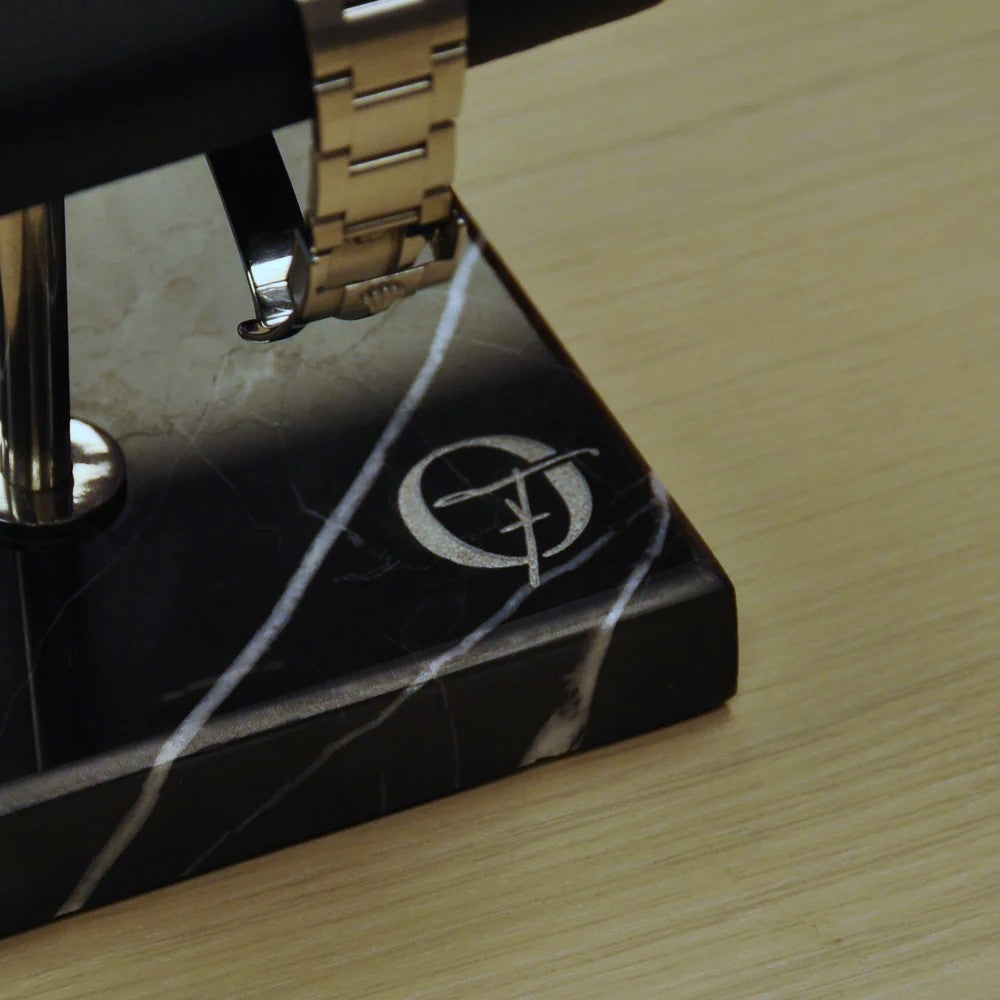 Horlogestandaard Marmer 1 horloge Leder Old Fashioned Luxury - Horlogerieshop.nl