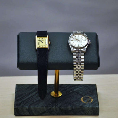 Horlogestandaard Marmer 2 horloges Leder Old Fashioned Luxury