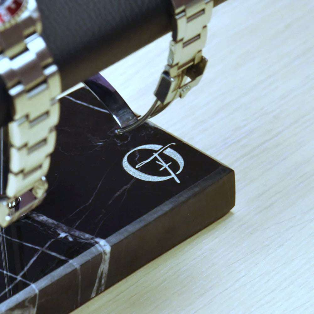 Horlogestandaard Marmer 2 horloges Leder Old Fashioned Luxury