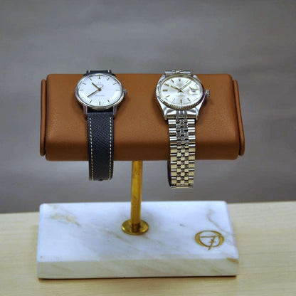 Horlogestandaard Marmer 2 horloges Leder Old Fashioned Luxury