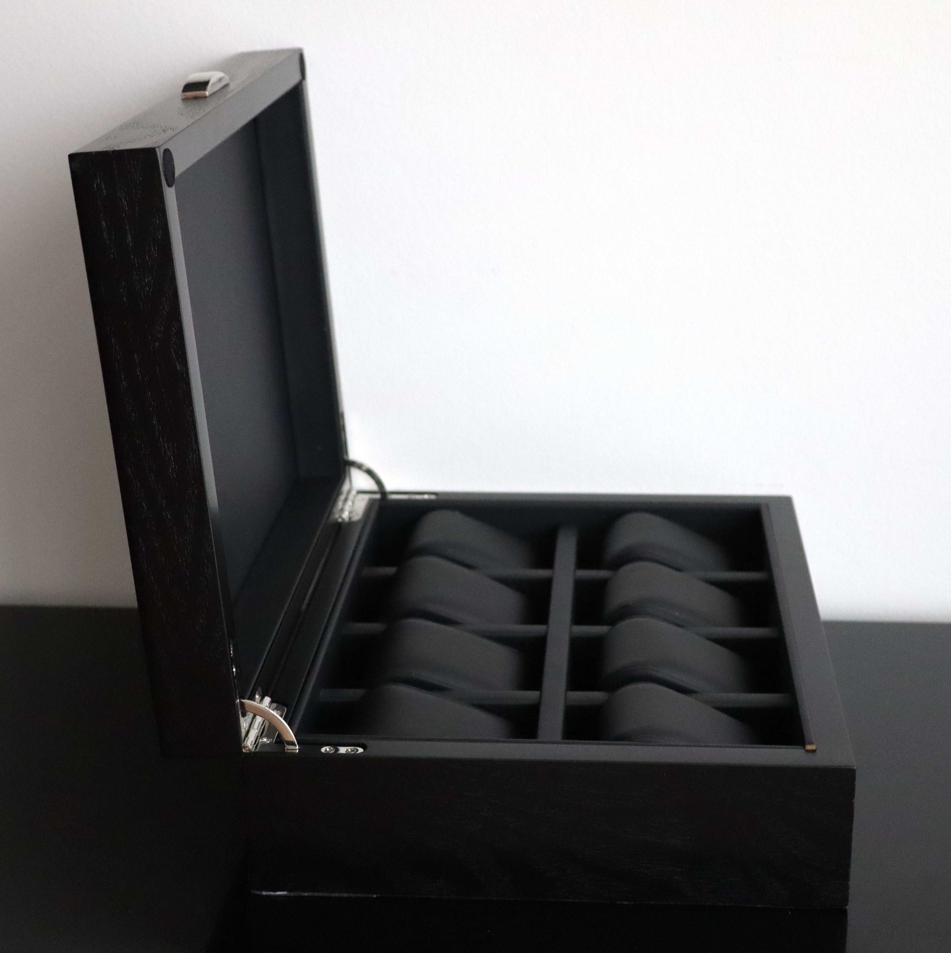 Horlogedoos Zwart Panga hout 8 Horloges