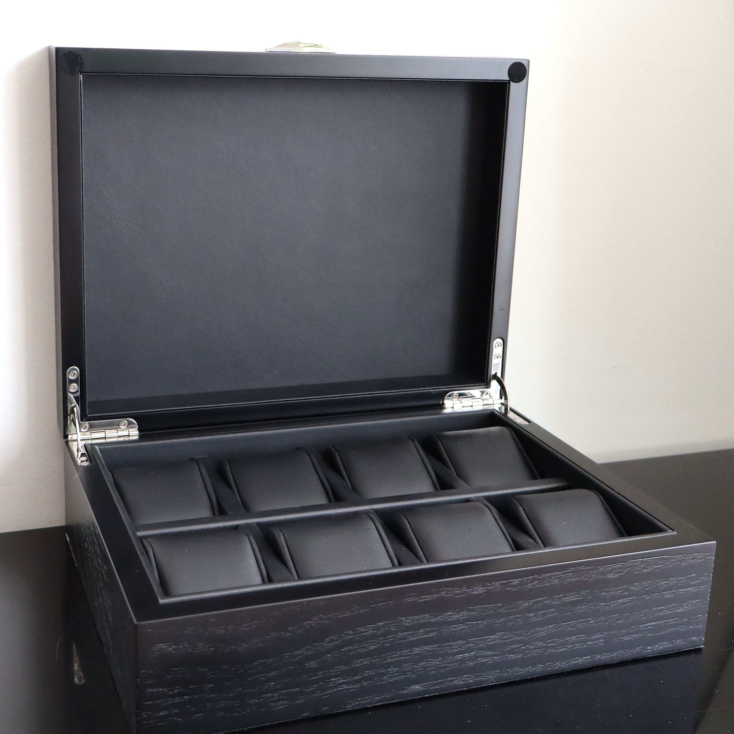 Horlogedoos Zwart Panga hout 8 Horloges