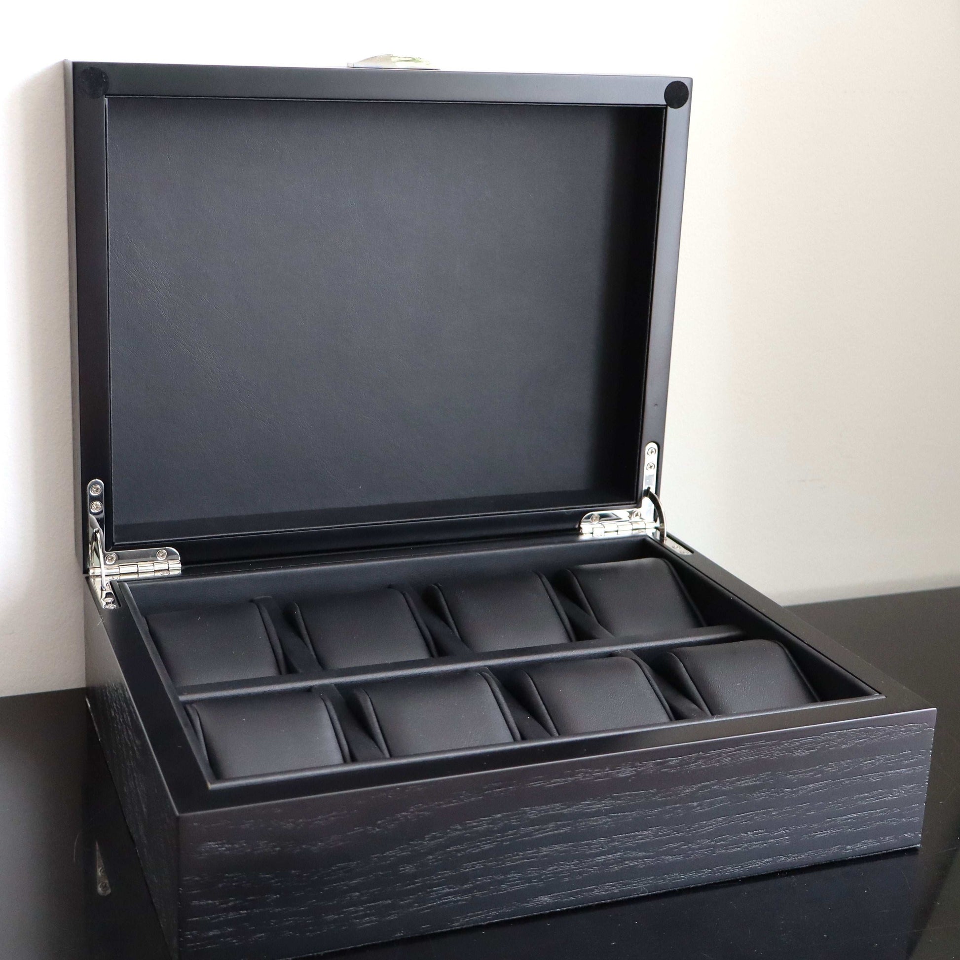Horlogedoos Zwart Panga hout 8 Horloges