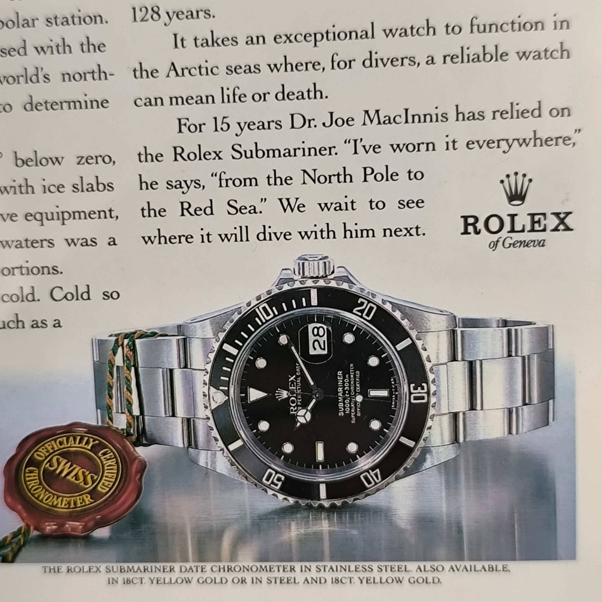 Vintage Rolex Submariner Date advertentie