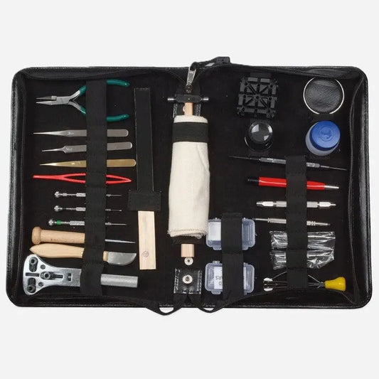 Gereedschapset 23-delig in zwarte etui - Watch Care & Tools - Horlogerieshop.nl
