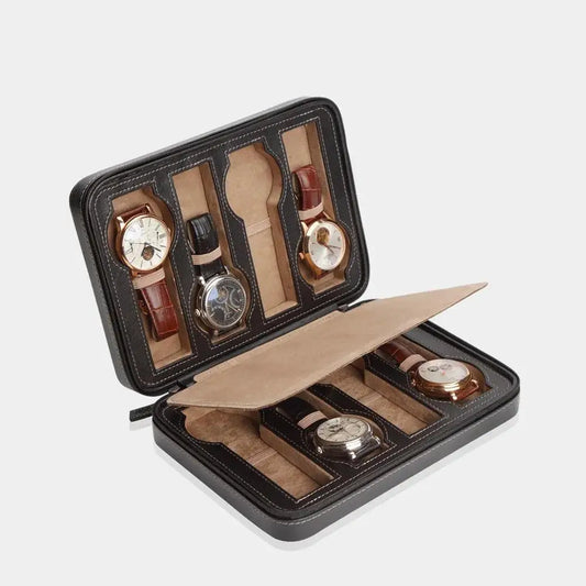 Horloge etui Zwart leder 8 Horloges Modalo - Horlogedoos - Horlogerieshop.nl