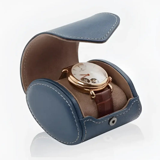 Horloge pouch Blauw leder Modalo - Horlogedoos - Horlogerieshop.nl