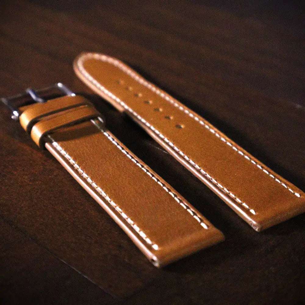 Horlogeband kalfsleder Mahogany Cognac - Horlogebanden - Horlogerieshop.nl