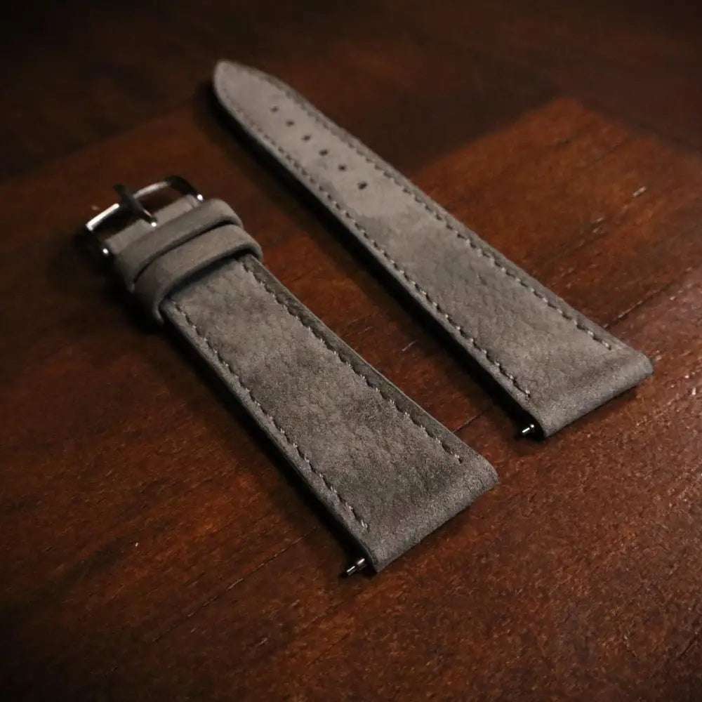 Horlogeband Nubuck stierenleder Tungsten Grey - Horlogebanden - Horlogerieshop.nl