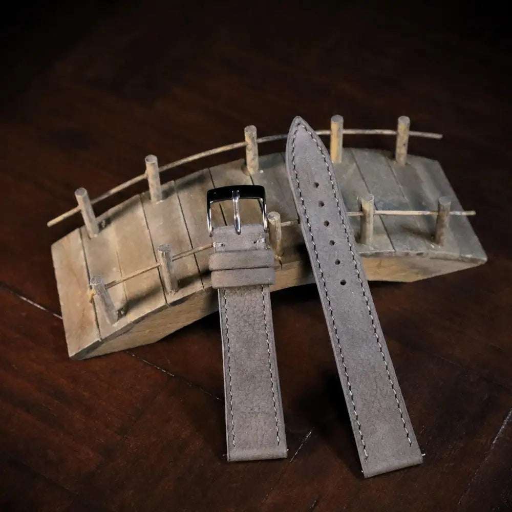 Horlogeband Nubuck stierenleder Tungsten Grey - Horlogebanden - Horlogerieshop.nl