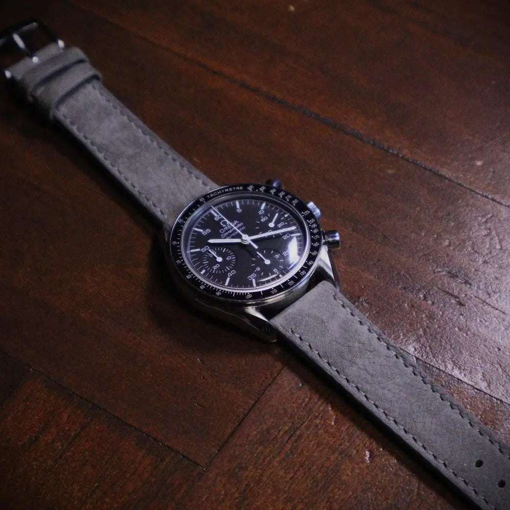 Horlogeband Nubuck stierenleder Tungsten Grey - Horlogebanden - Horlogerieshop.nl