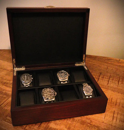 Horlogedoos Bruin Panga hout 8 Horloges - Horlogedoos - Horlogerieshop.nl