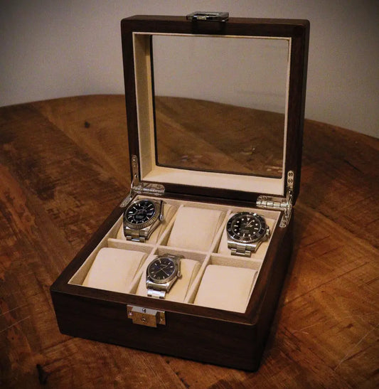 Horlogedoos Donkerbruin hout 6 Horloges - Horlogedoos - Horlogerieshop.nl