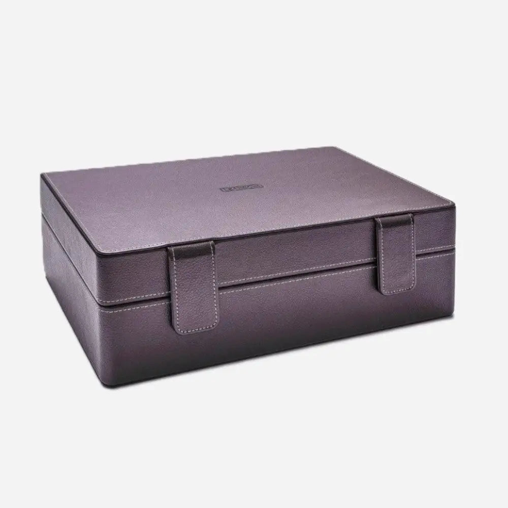 Horlogedoos Donkerbruin leder 10 Horloges Leanschi + gratis Watch Pouch - Horlogedoos - Horlogerieshop.nl