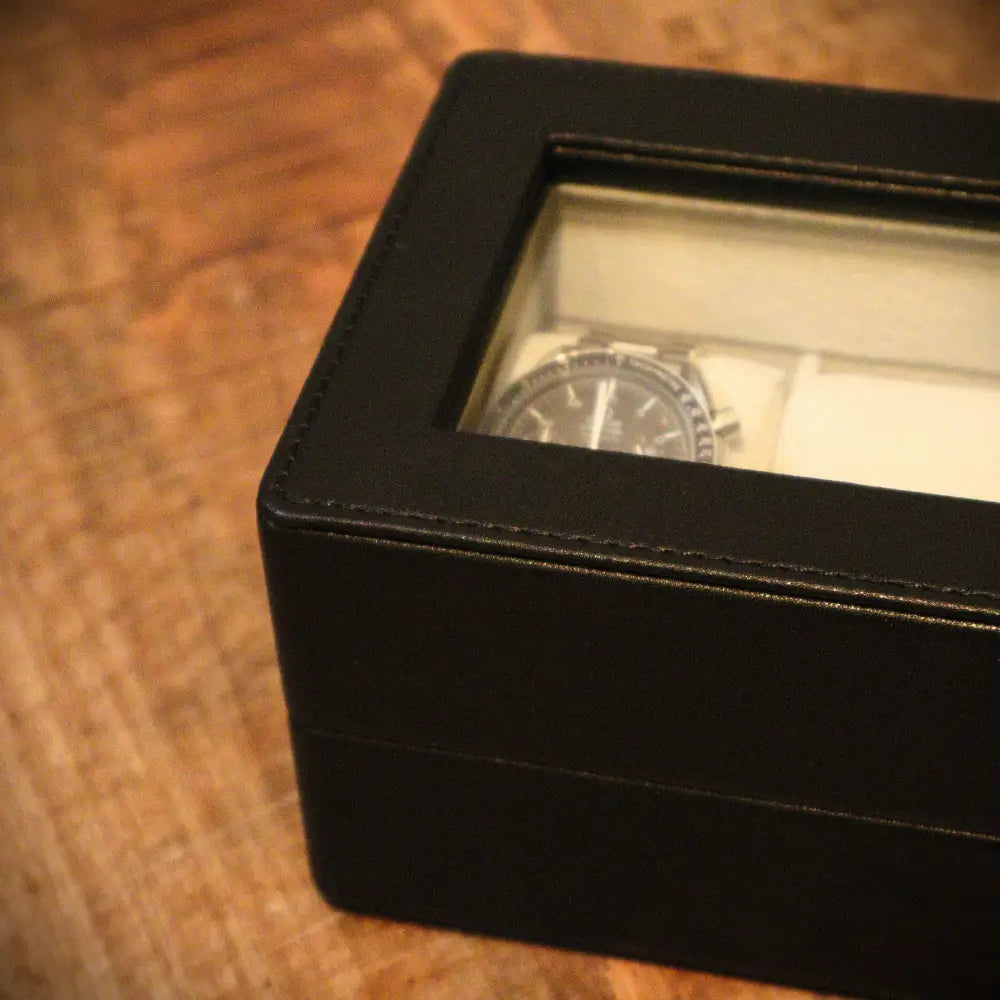 Horlogedoos Zwart leder 6 Horloges - Horlogedoos - Horlogerieshop.nl