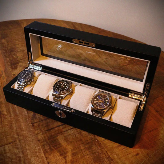 Horlogedoos Zwart leder 6 Horloges - Horlogedoos - Horlogerieshop.nl