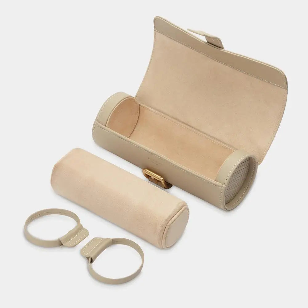 Horlogerol Beige leder 3 Horloges Modalo - Horlogedoos - Horlogerieshop.nl