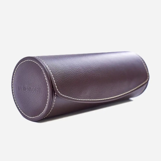 Horlogerol Donkerbruin leder 3 Horloges Leanschi - Horlogedoos - Horlogerieshop.nl