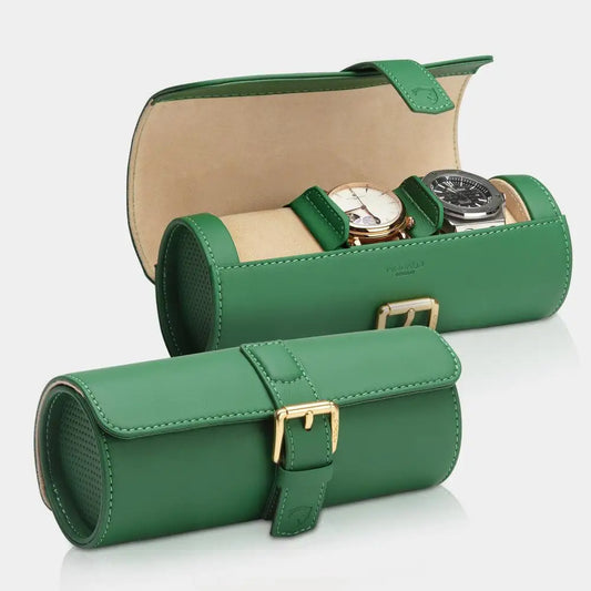 Horlogerol Groen leder 3 Horloges Modalo - Horlogedoos - Horlogerieshop.nl