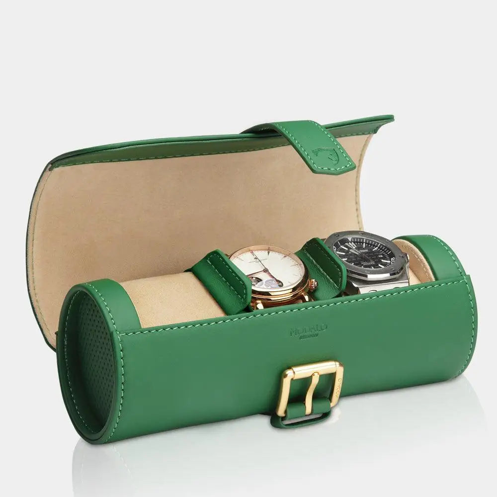 Horlogerol Groen leder 3 Horloges Modalo - Horlogedoos - Horlogerieshop.nl