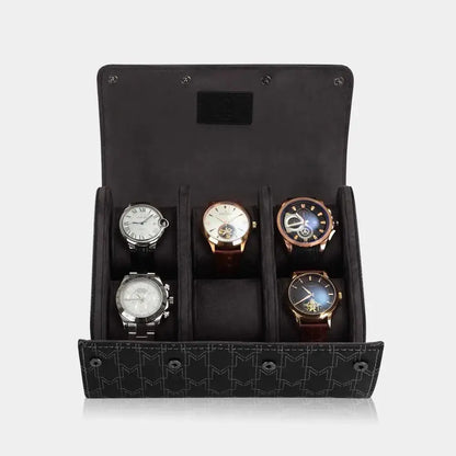 Horlogerol Zwart leder 6 Horloges Modalo - Horlogedoos - Horlogerieshop.nl