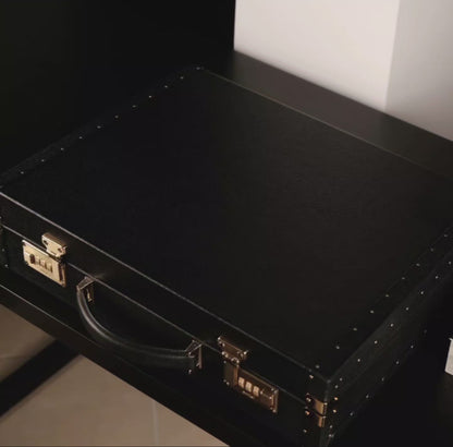 Horlogedoos Zwart kalfsleder/Grijs Suede 15 horloges Old Fashioned Luxury